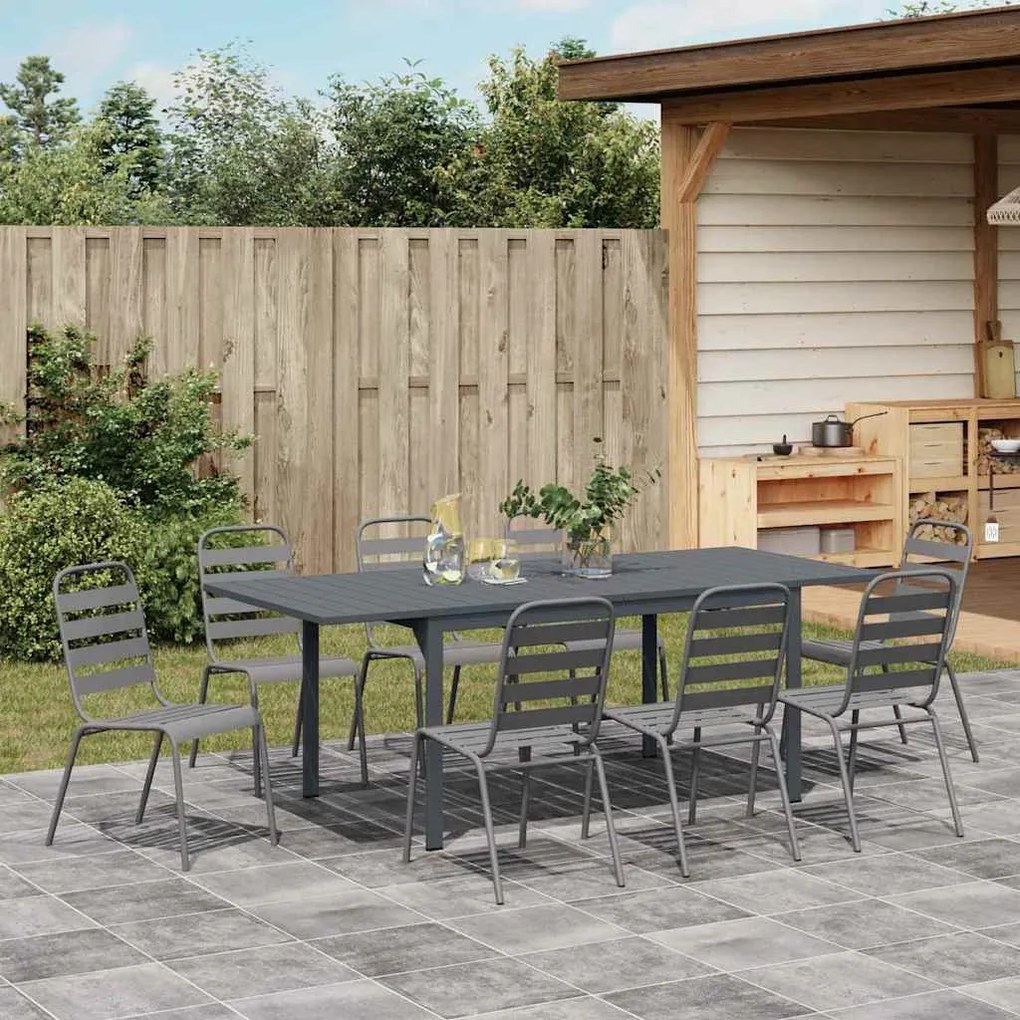 Conjunto de Jantar de 9 Peças Manual 9 pcs Cinza Escuro Largo