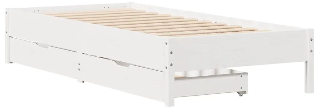 Cama sem colchão 90x200 cm madeira de pinho maciça branco