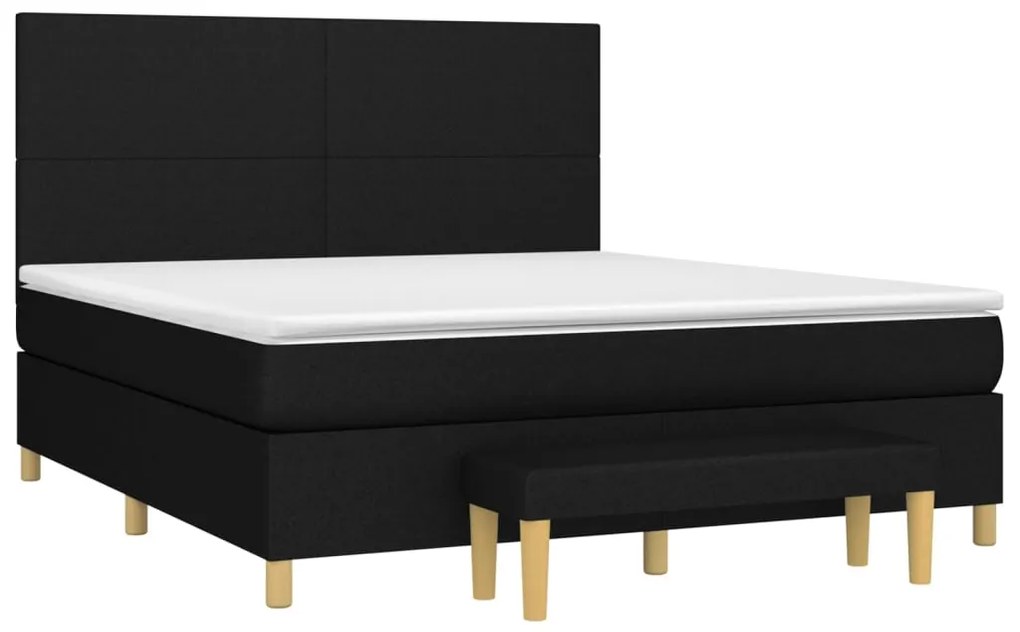 Cama com molas/colchão 160x200 cm tecido preto
