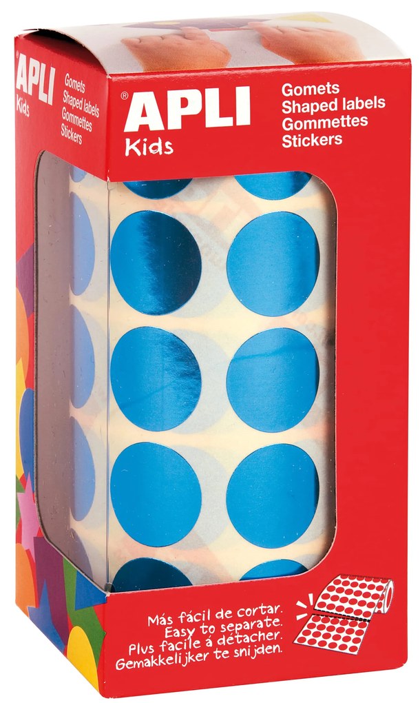 Rolo Autocolantes Redondo Azul Metalizado 20MM