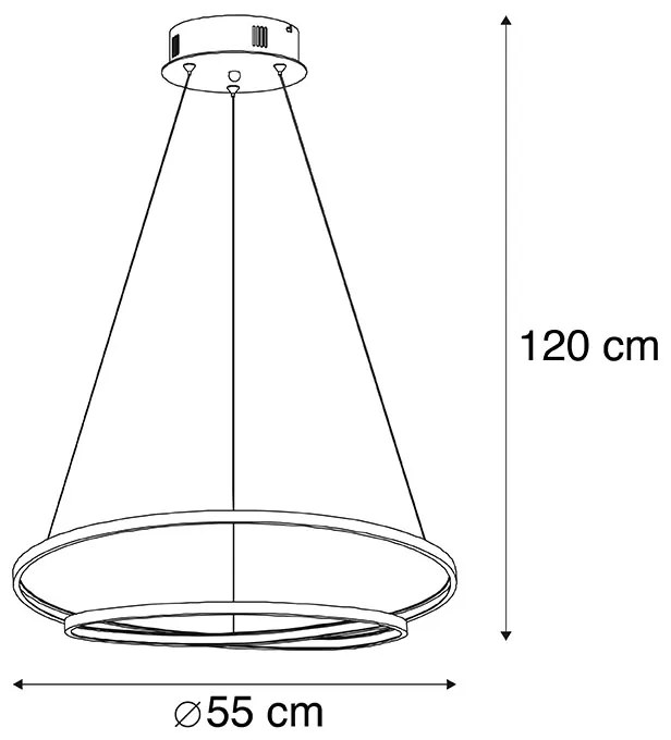 Candeeiro de suspensão de design dourado 55 cm incl. LED regulável - Rowan Design