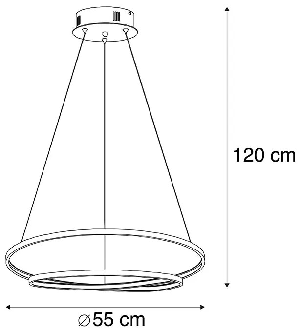 Candeeiro de suspensão design dourado 55 cm com LED regulável - Rowan Design