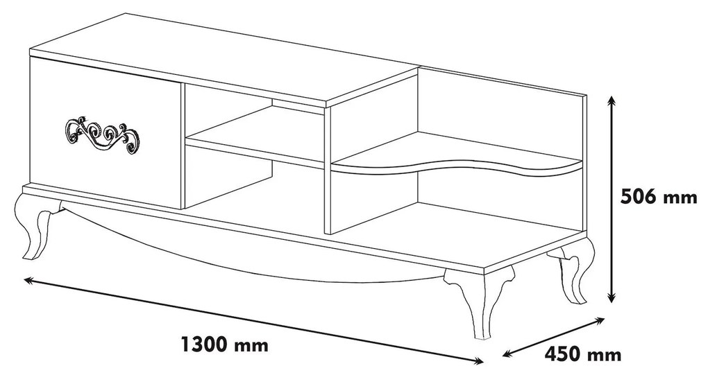 Móvel TV Sultan – Walnut &amp; Branco – 130 cm x 50,6 cm x 45 cm