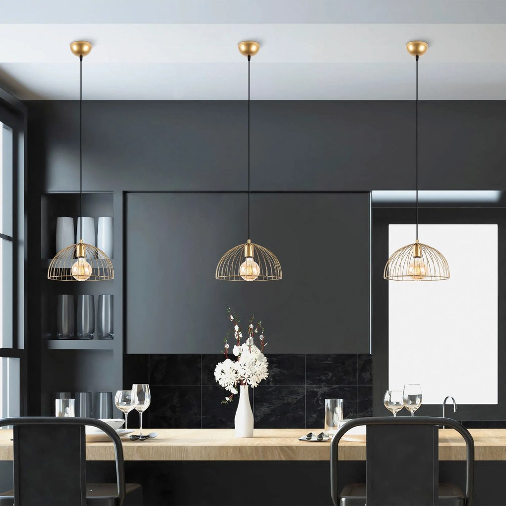 Candeeiro Chandelier Telkure – Dourado Brilhante – 31 x 31 x 105 cm