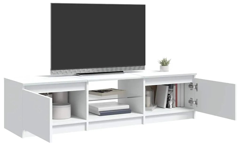 Móvel de TV com luzes LED 140x40x35,5 cm branco