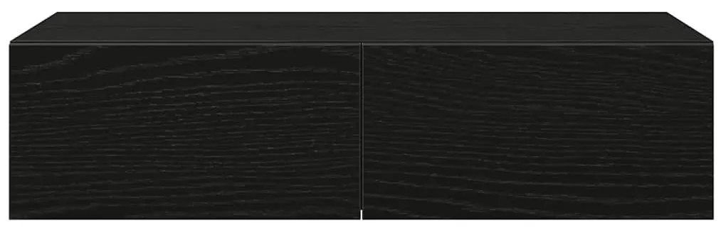 Prateleira parede c/ gavetas 60x26,5x15 cm deriv. madeira preto