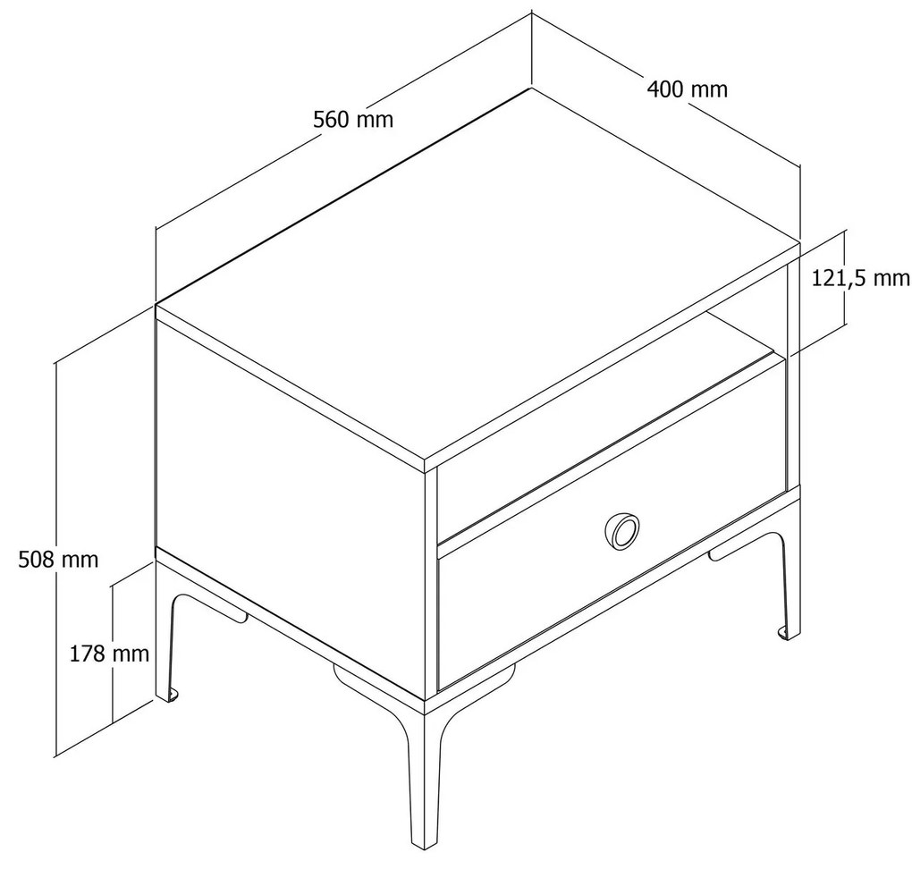 Mesa de Cabeceira Lizbon500 – Nogueira e Creme – 56x50,8x40 cm