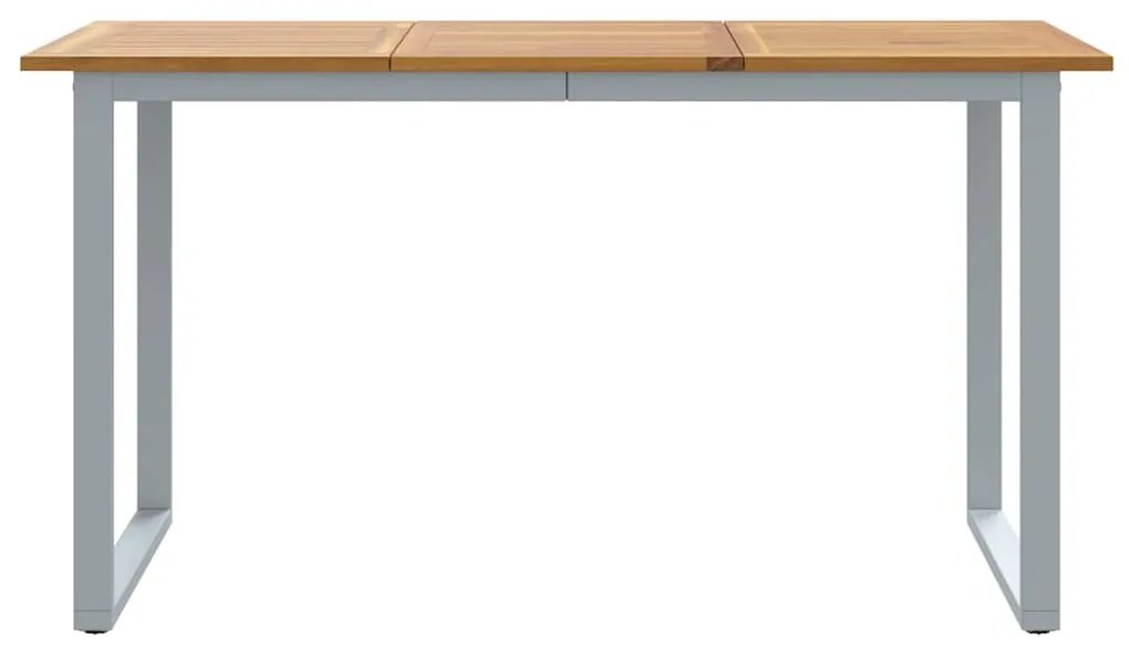 Mesa de Jantar Exterior vidaXL Cinza 140x80x75 cm Aço e Madeira Sólida