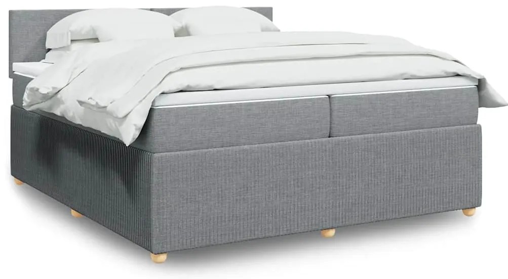 vidaXL Cama com molas/colchão 200x200 cm tecido cinza-claro