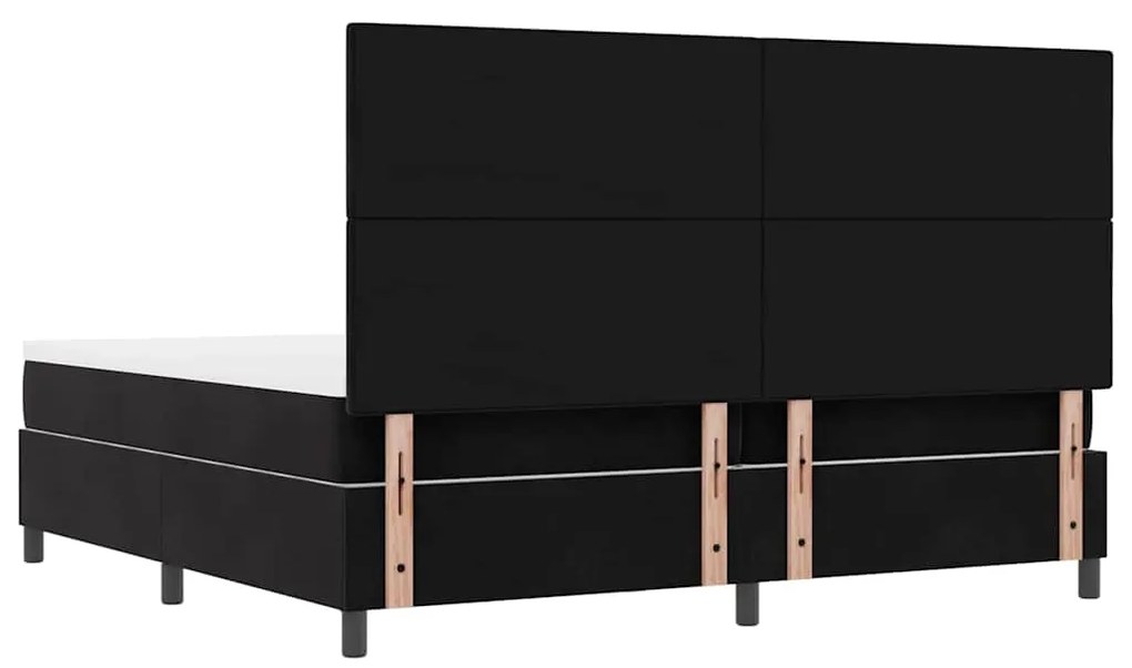 Cama Box Spring com Colchão e Banco Preto 200x200 cm Veludo