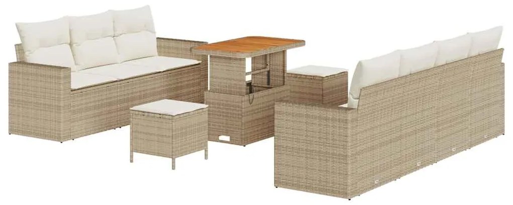 Conjunto de Sofás para Jardim vidaXL de 10 Peças com Almofadas Bege Ra