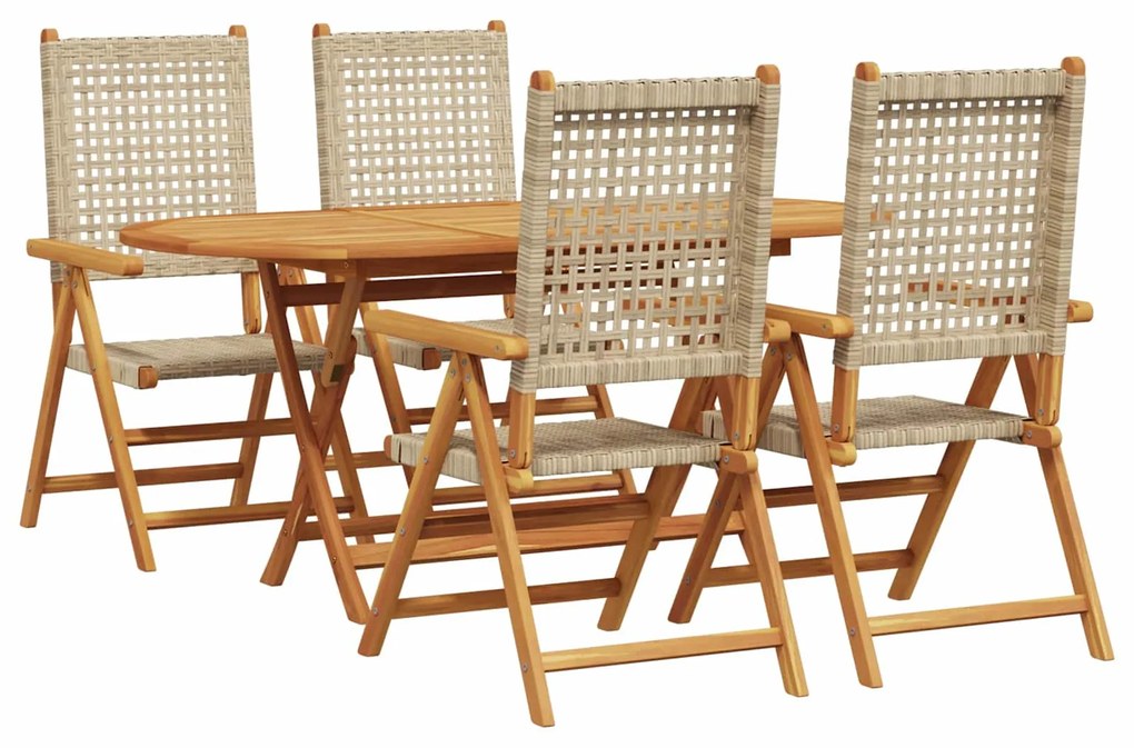 vidaXL Conjunto de Jantar para Jardim 5 pcs Bege