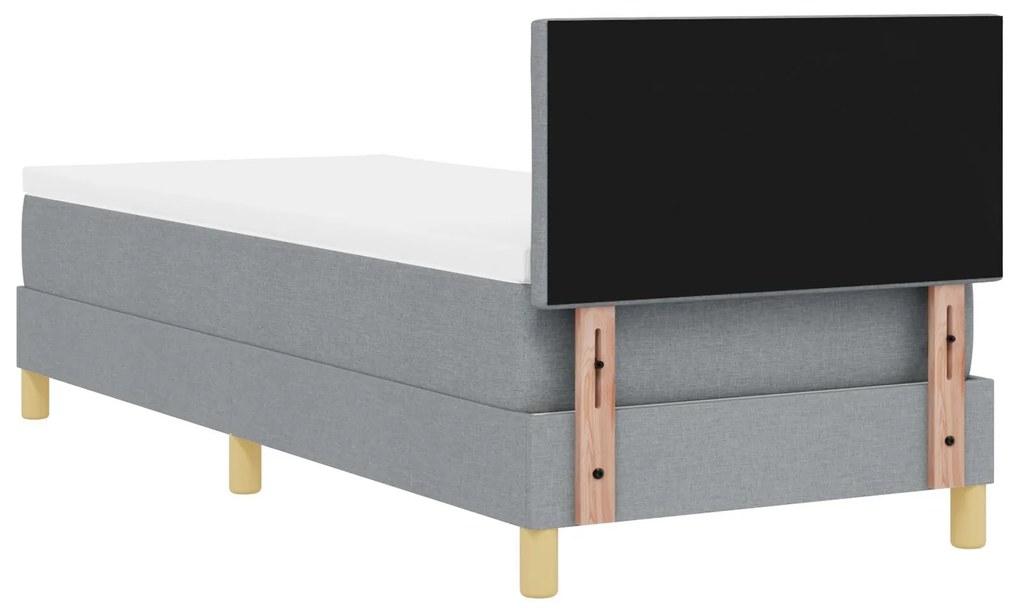 Cama Box Spring com Colchão Cinza Claro 80x200 cm Tecido