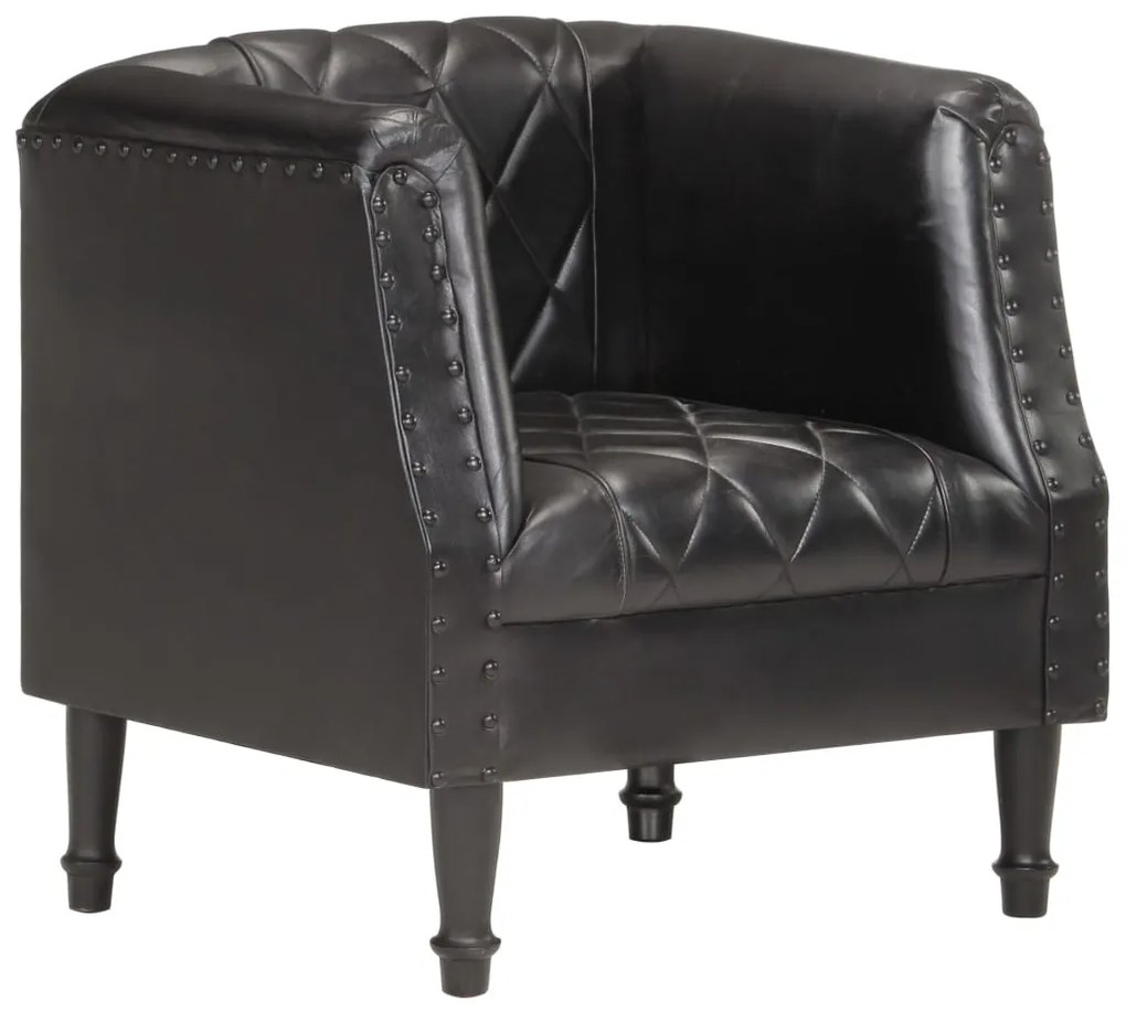 286617 vidaXL Poltrona couro de cabra genuíno preto