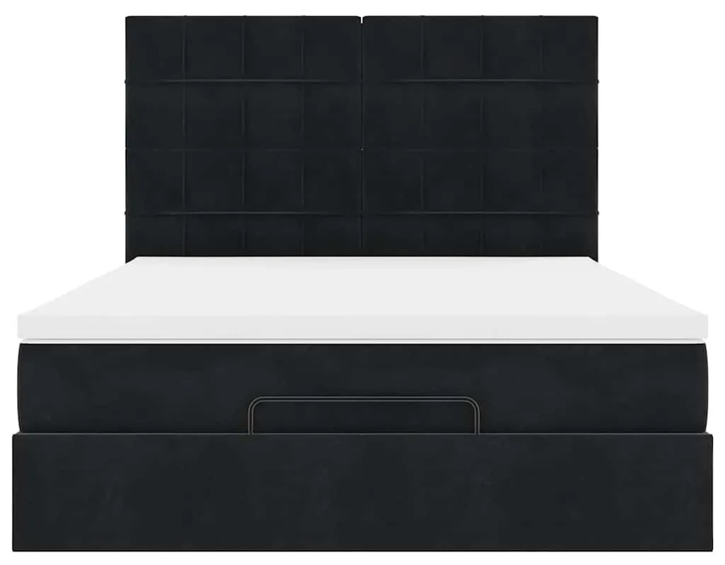 Estrutura de cama otomana com colchões 140x200 cm veludo preto