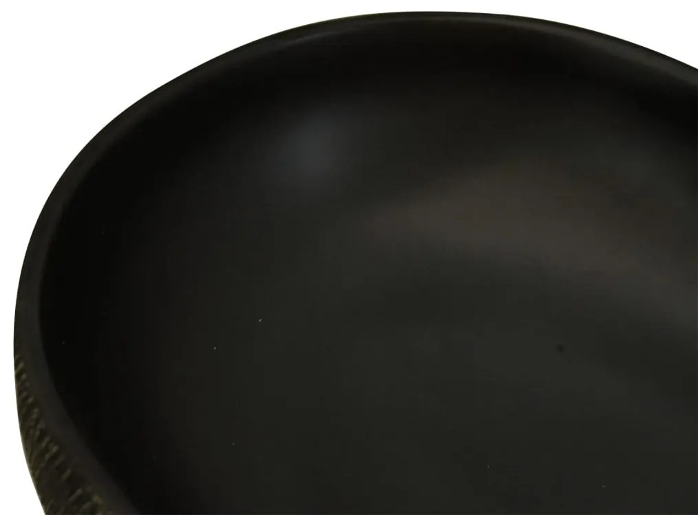 Lavatório de bancada oval 59x40x14 cm cerâmica preto