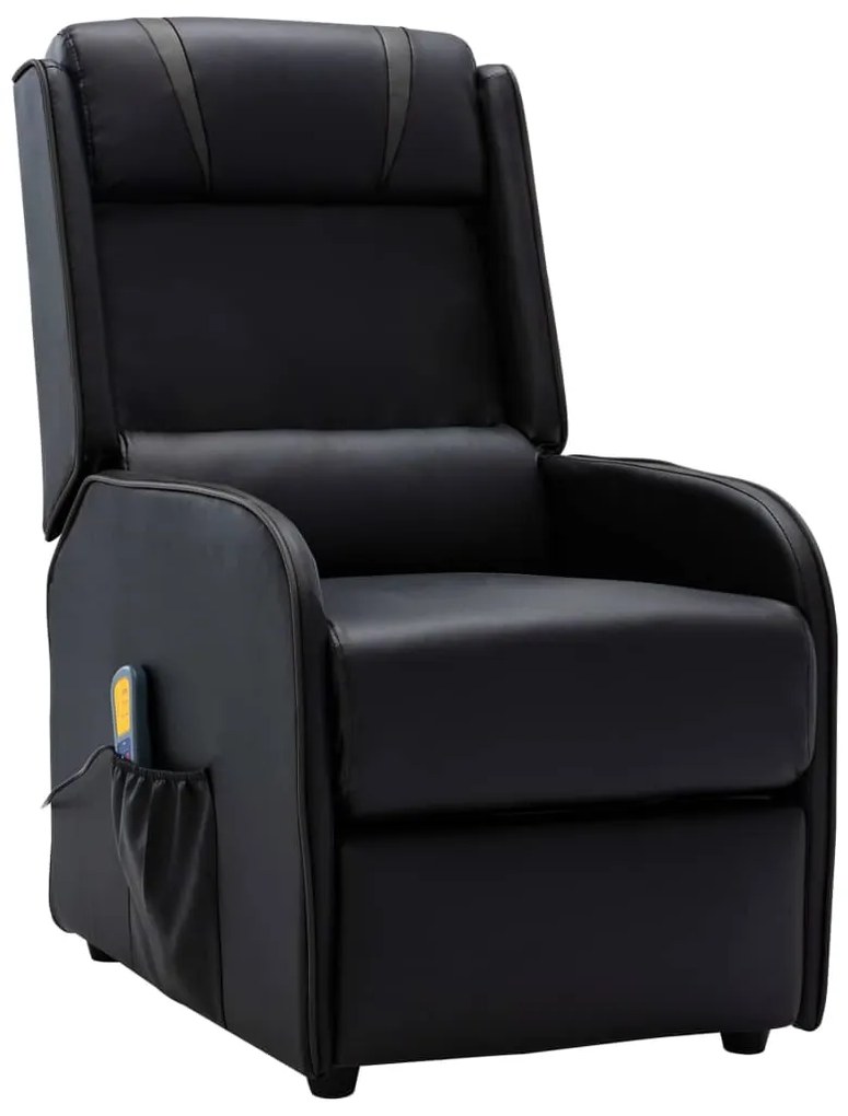 vidaXL Poltrona de massagens reclinável couro artificial preto e cinza