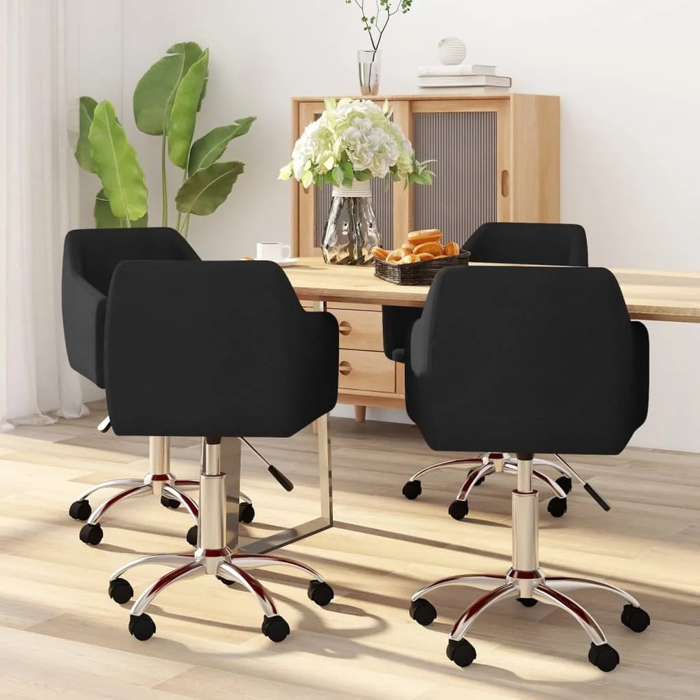 vidaXL Cadeiras de jantar giratórias 4 pcs tecido preto