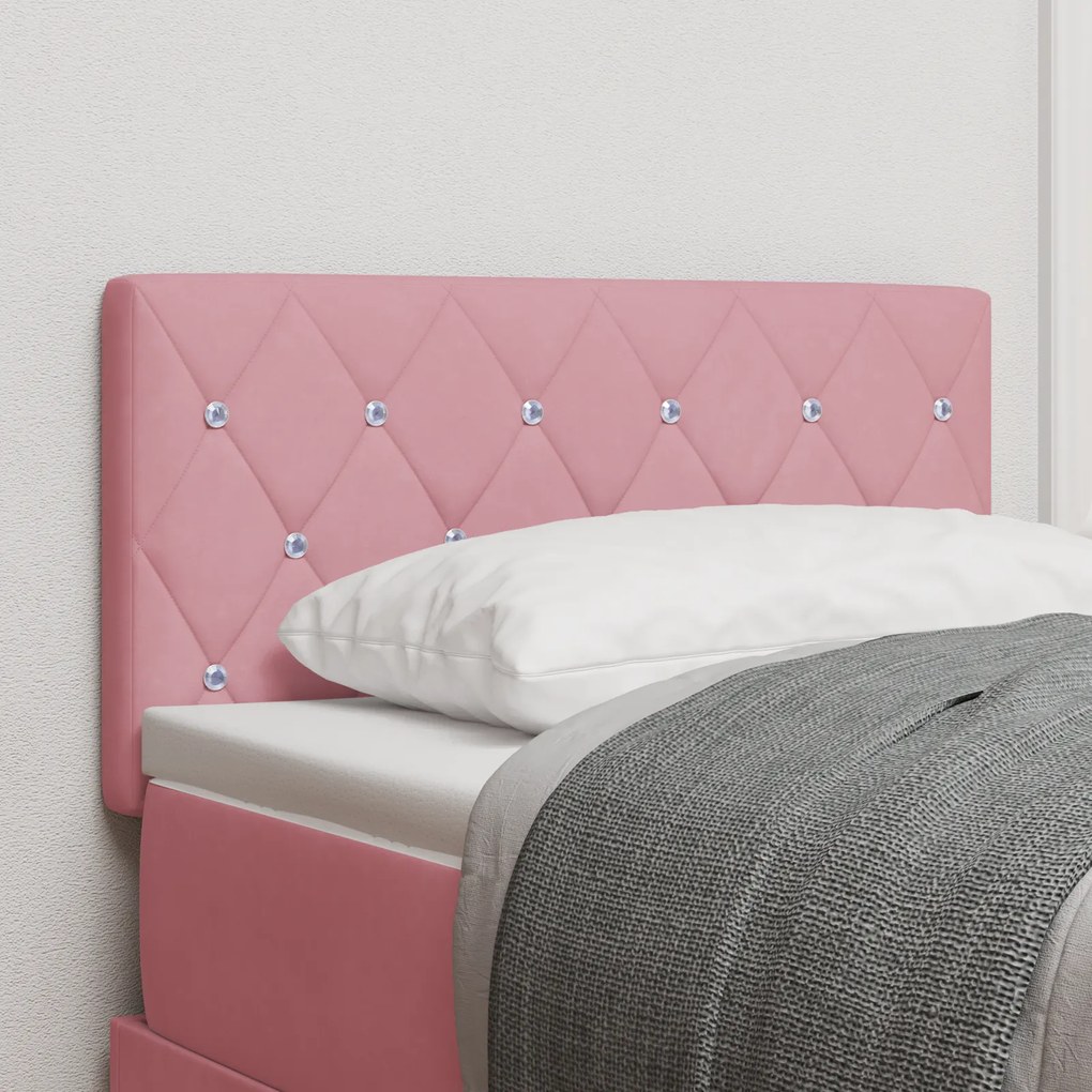 vidaXL Cabeceira LED com Botões de Cristal Tufted Rosa 80 cm Veludo