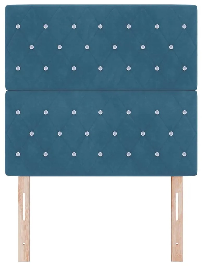 Cabeceira com botões de cristal turquesa e azul escuro, 90 cm de velud