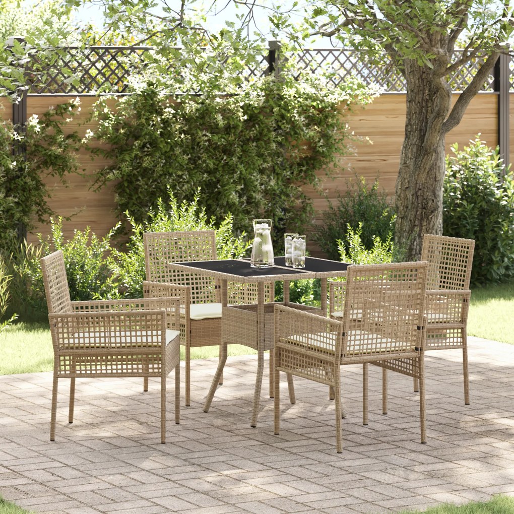 vidaXL Conjunto de Jantar 5 Peças Bege Polyrattan
