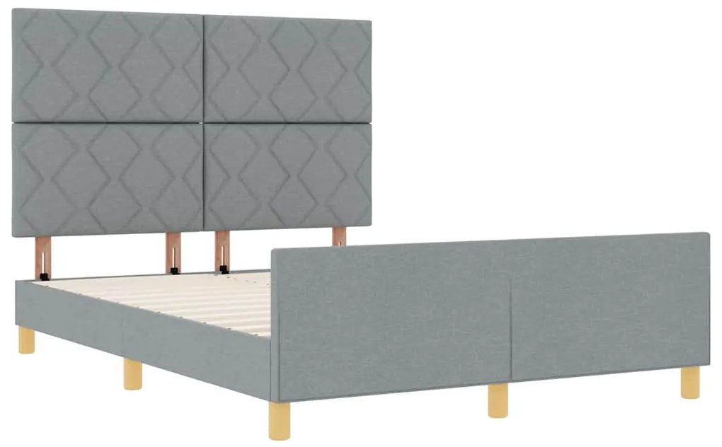 Estrutura de Cama vidaXL Cinza-claro 160x200 cm Tecido