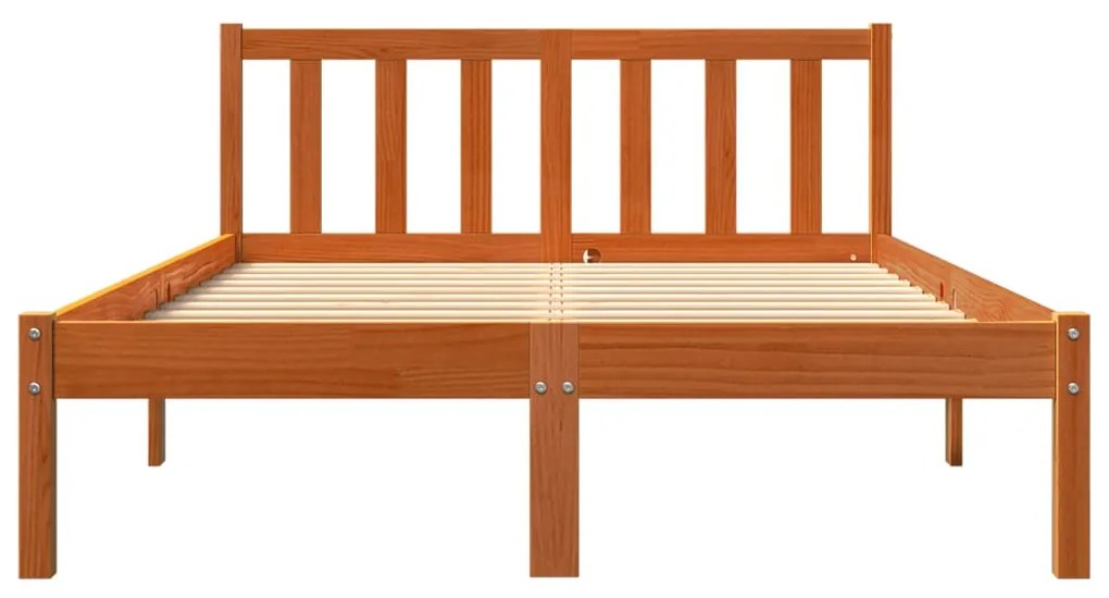 Cama sem colchão 140x200 cm madeira pinho maciça castanho-mel