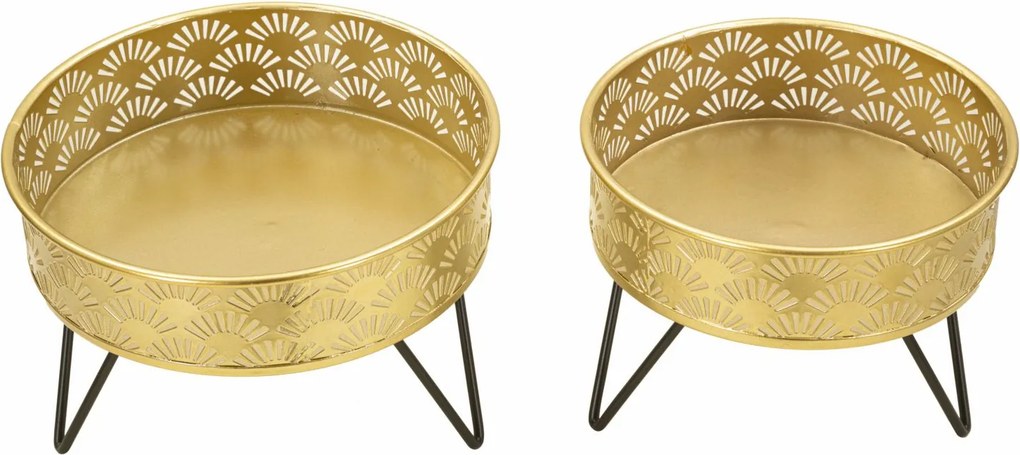 CONJUNTO DE 2 PORTA-VASOS ZANNY DOURADO E PRETO Ø 20,5X13-18X13 CM (PLANTAS NÃO INCLUIDAS)