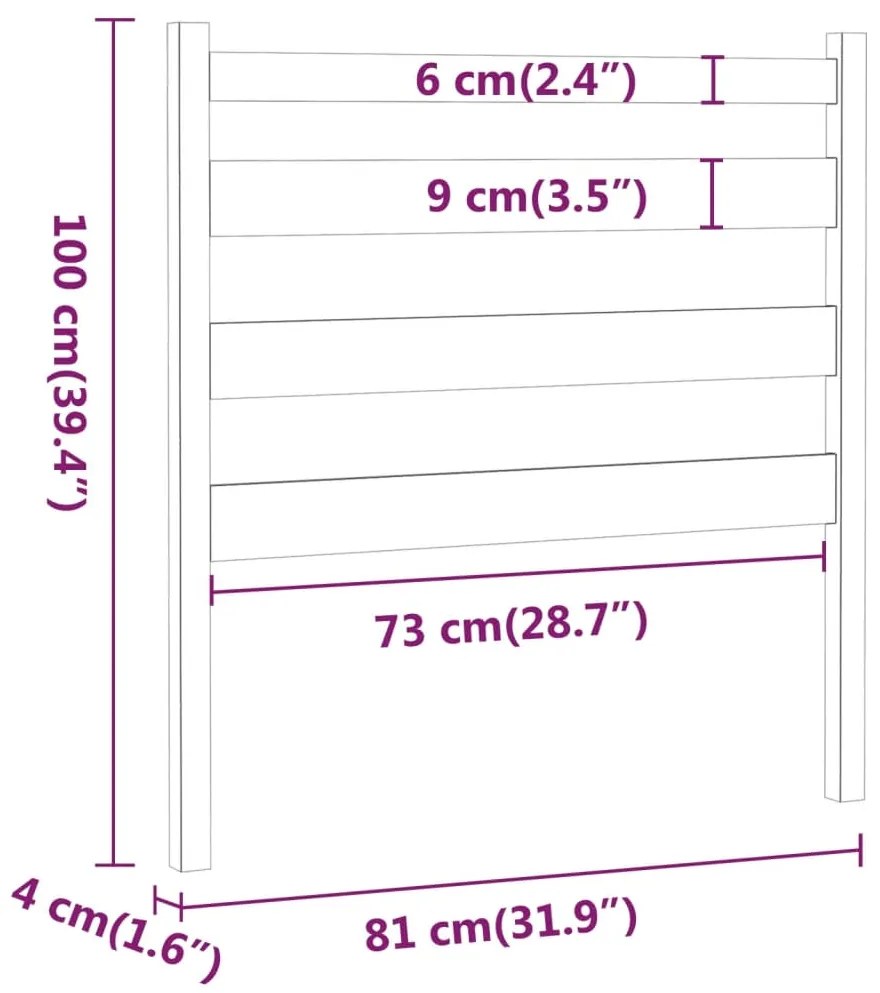 Cabeceira de cama 81x4x100 cm pinho maciço castanho mel