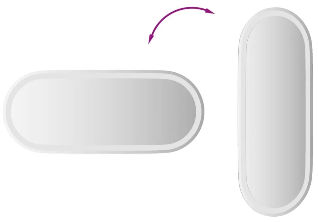 Espelho Oval Delta com Luz LED - 90x40 cm - Design Moderno