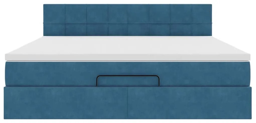 Estrutura de cama otomana com colchão 180x200 cm azul escuro