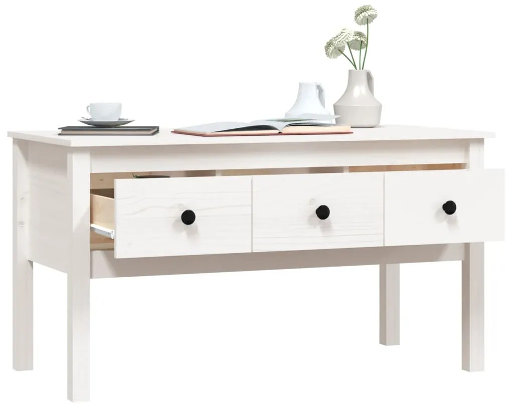Mesa de centro 102x49x55 cm pinho maciço branco