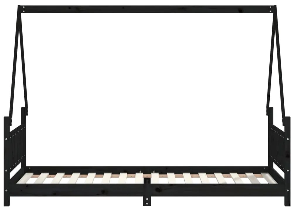 Estrutura de cama infantil 80x200 cm pinho maciço preto
