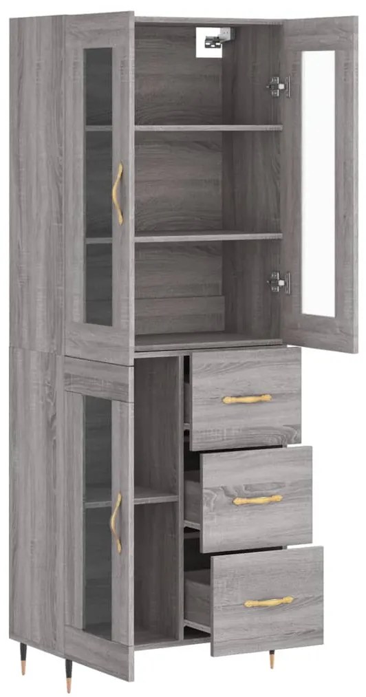 Armário alto 69,5x34x180 cm derivados de madeira sonoma cinza