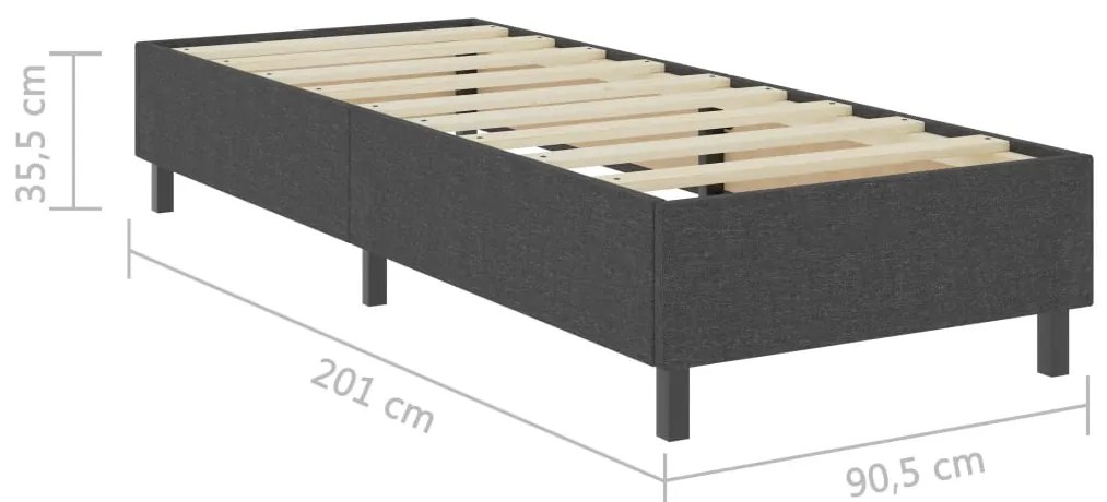Cama boxspring 90x200 cm tecido cinzento