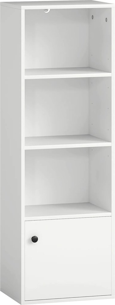 HOMCOM Estante de 4 Níveis Estante para Livros com Prateleiras Ajustáveis e Armário Estante Moderna 40x30x120 cm Branco | Aosom Portugal