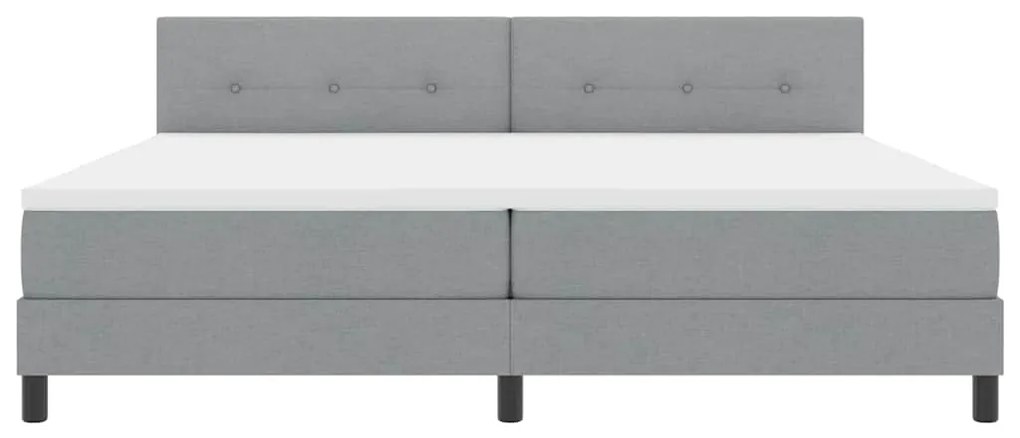 Cama Box com Colchão Cinza Claro 200x200 cm Tecido