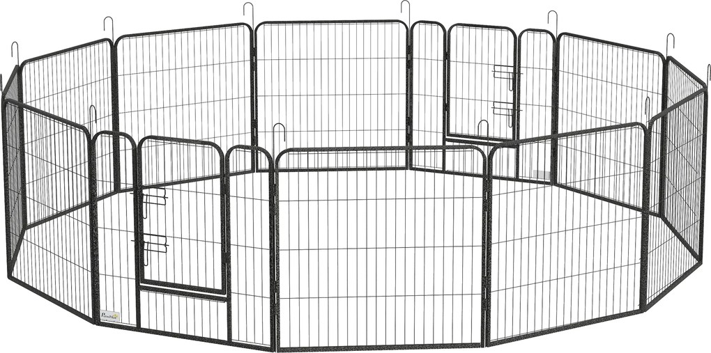 Recinto modular em aço com revestimento epóxi e porta com fechadura para cães e pequenos animais, para uso interior e exterior, 80 x 80 cm, cinzento
