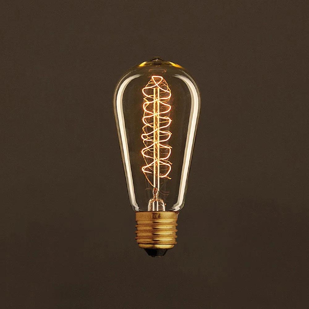 Vintage Golden Light Bulb Edison ST58 Carbon Filament Double Spiral Curve 25W E27 Dimmable 2000K