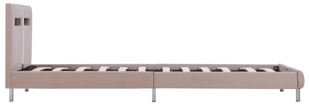 Estrutura de cama c/ LEDs 90x200 cm couro artificial cappuccino