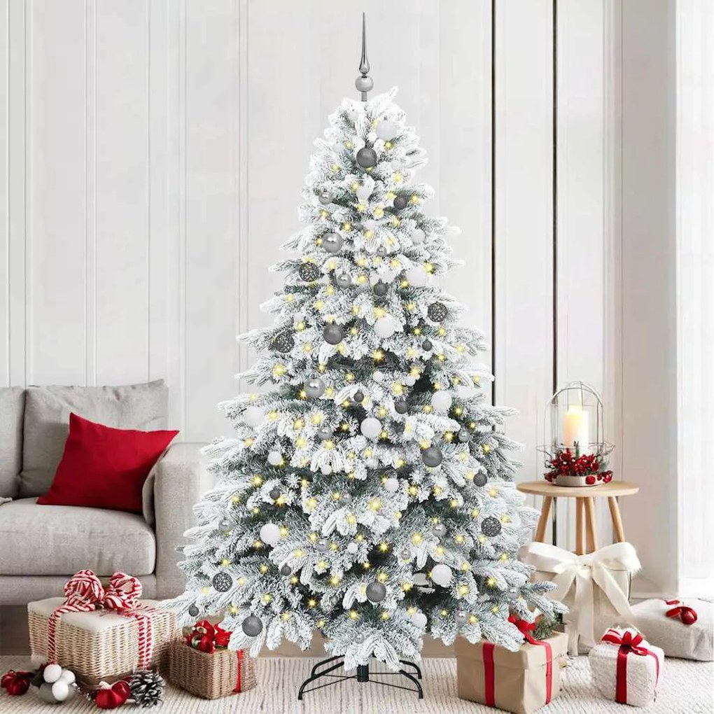 vidaXL Árvore de Natal Artificial com 300 LEDs Branco 210 cm PE e PVC