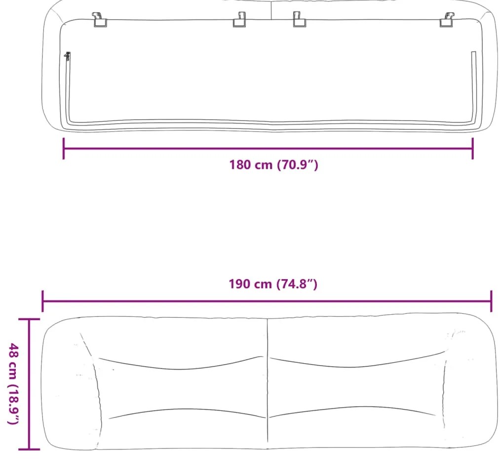 Almofadão de cabeceira 180 cm couro artificial cinzento