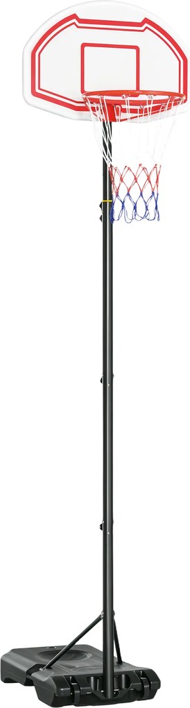 Cesto de basquetebol para exterior com poste e tabela, altura ajustável de 2,1 a 2,6 m (cesto) - preto, branco e vermelho
