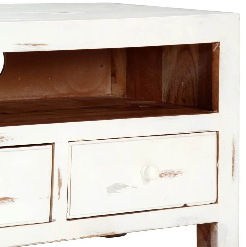 Móvel de TV 120x30x40 cm madeira de acácia maciça branco