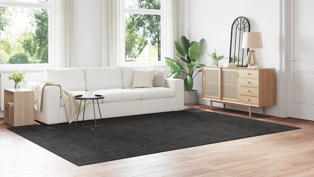 Tapete Shaggy vidaXL com Base de Látex Cinza Escuro 240x340 cm