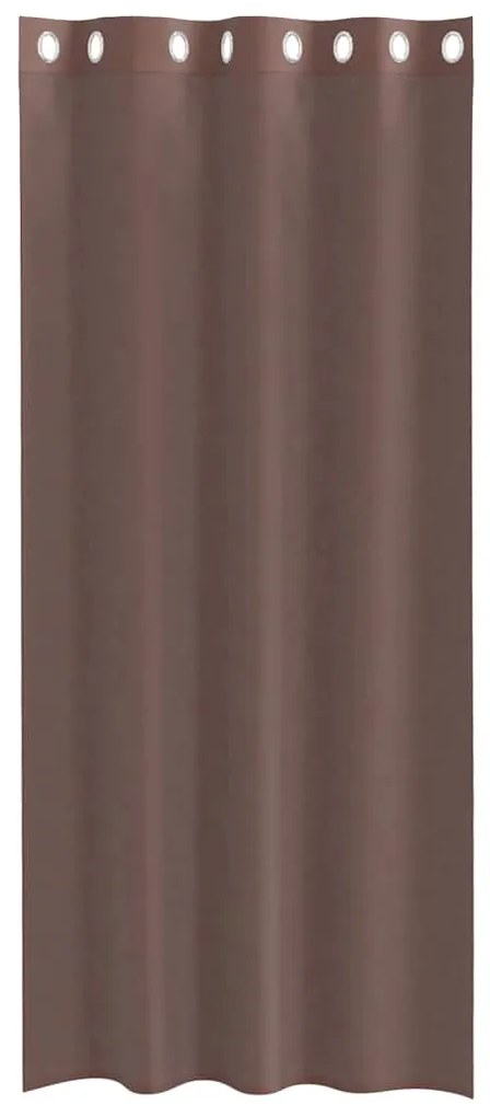 Cortinas de voile com ilhós 2 pcs castanho 140x225 cm