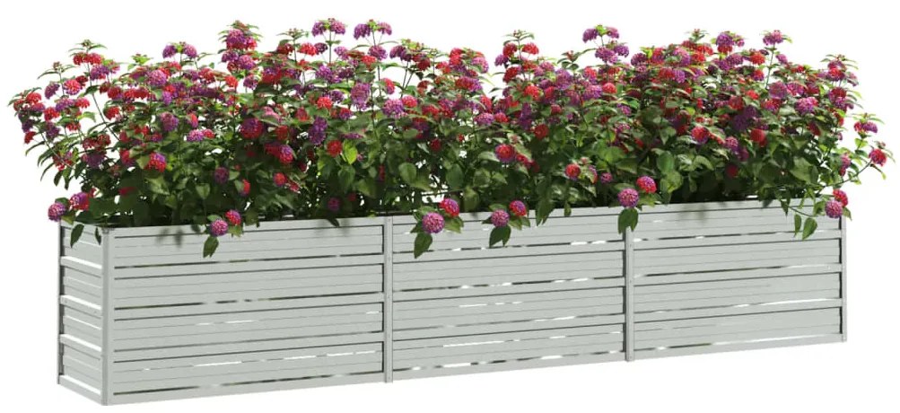 Canteiro elevado de jardim 240x40x45cm aço galvanizado prateado