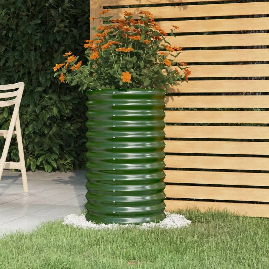 vidaXL Vaso/floreira de jardim aço galvanizado 40x40x68 cm verde