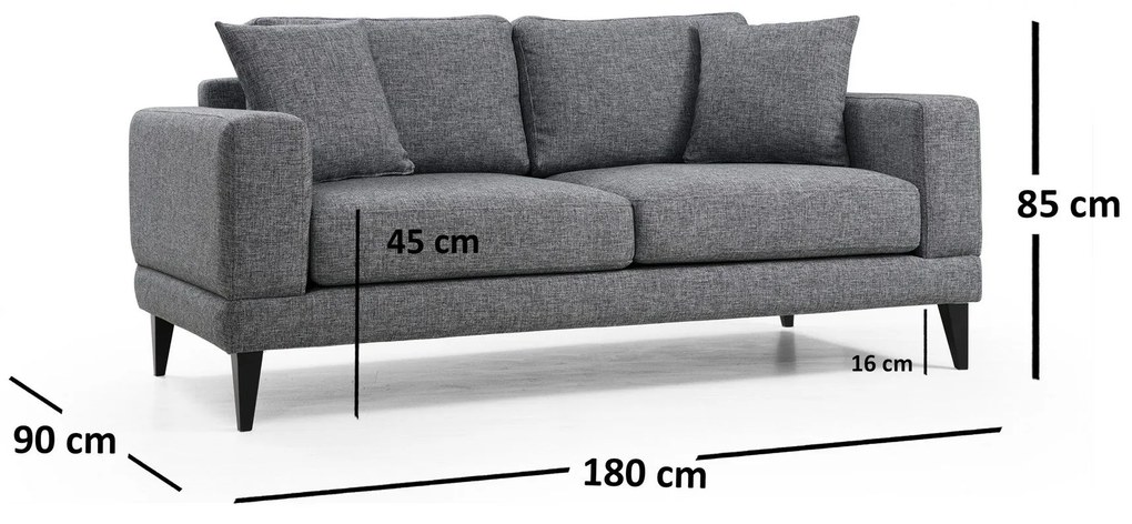 Sofá de 2 Lugares Nordic – Cinzento Escuro – 180 x 90 x 85 cm
