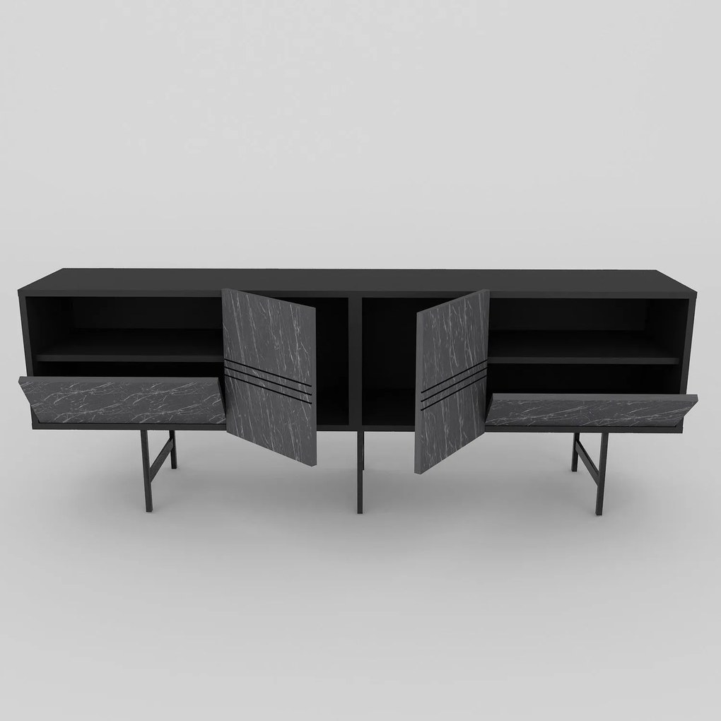 Móvel TV Derin – Preto Mármore – 180 cm x 64,7 cm x 37,1 cm